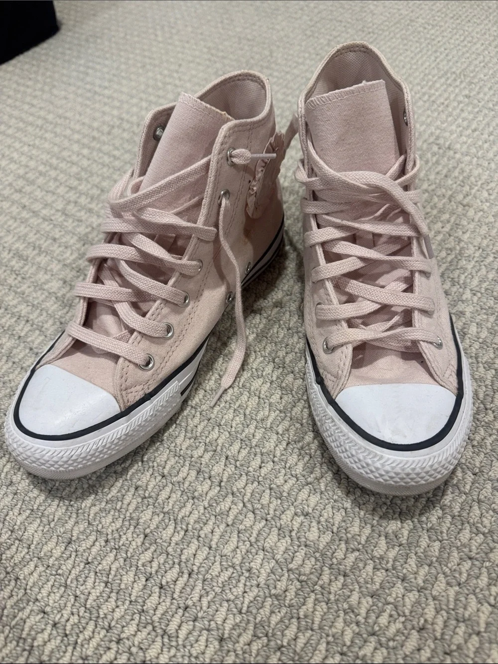 Converse Kids Light Pink High-Top Sneakers with Ribbon Bows